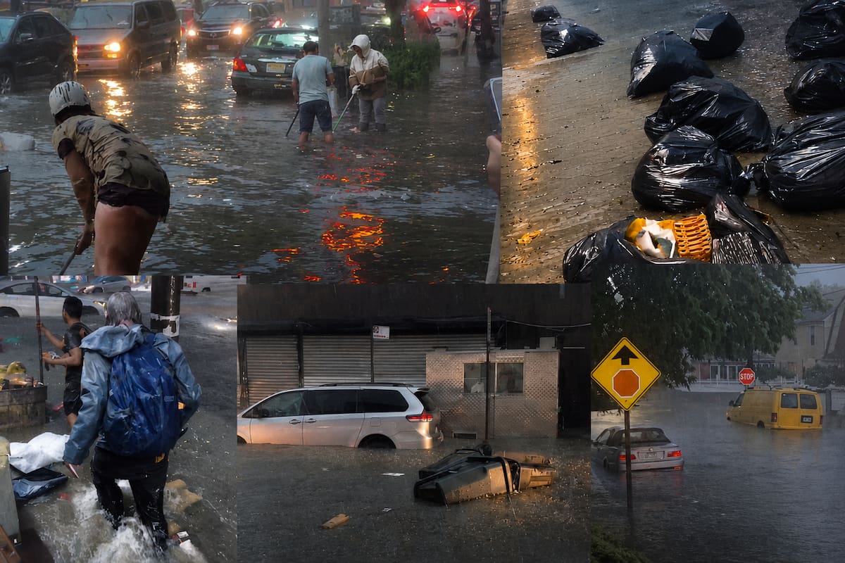Las lluvias dejaron vehículos atrapados, vías colapsadas y barrios bajo el agua mientras miles de personas enfrentaban apagones y emergencias. Fotos de: Captura de videos // X.
