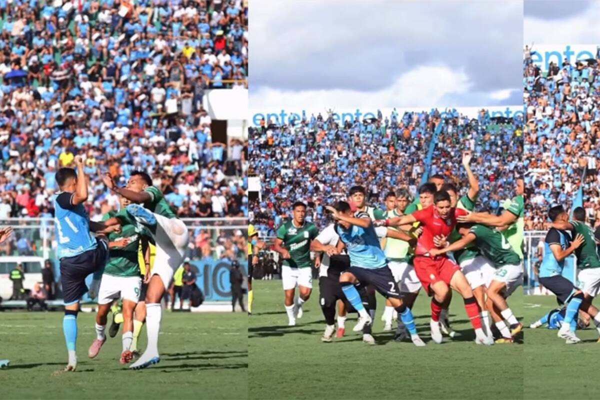 La agresión de José Alfredo ‘Pollo’ Flores a Matías Abisab desató golpes, patadas y empujones entre jugadores y cuerpos técnicos. /FOTO: Redes X