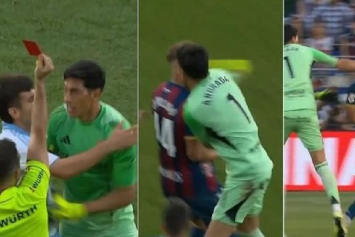 El arquero argentino Esteban Andrada agredió con un golpe en el rostro a Jorge Pulido. La acción desató una batalla campal entre jugadores del Zaragoza y el Huesca en el fútbol español. /FOTO: Captura de Pantalla