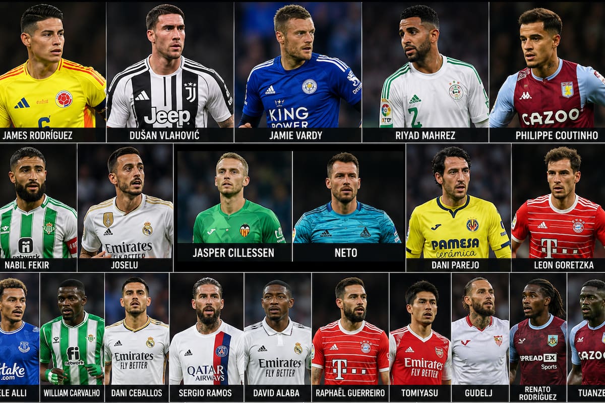 Sergio Ramos, David Alaba, Riyad Mahrez y Dušan Vlahović encabezan la lista de figuras que siguen como agentes libres. /FOTO: IA