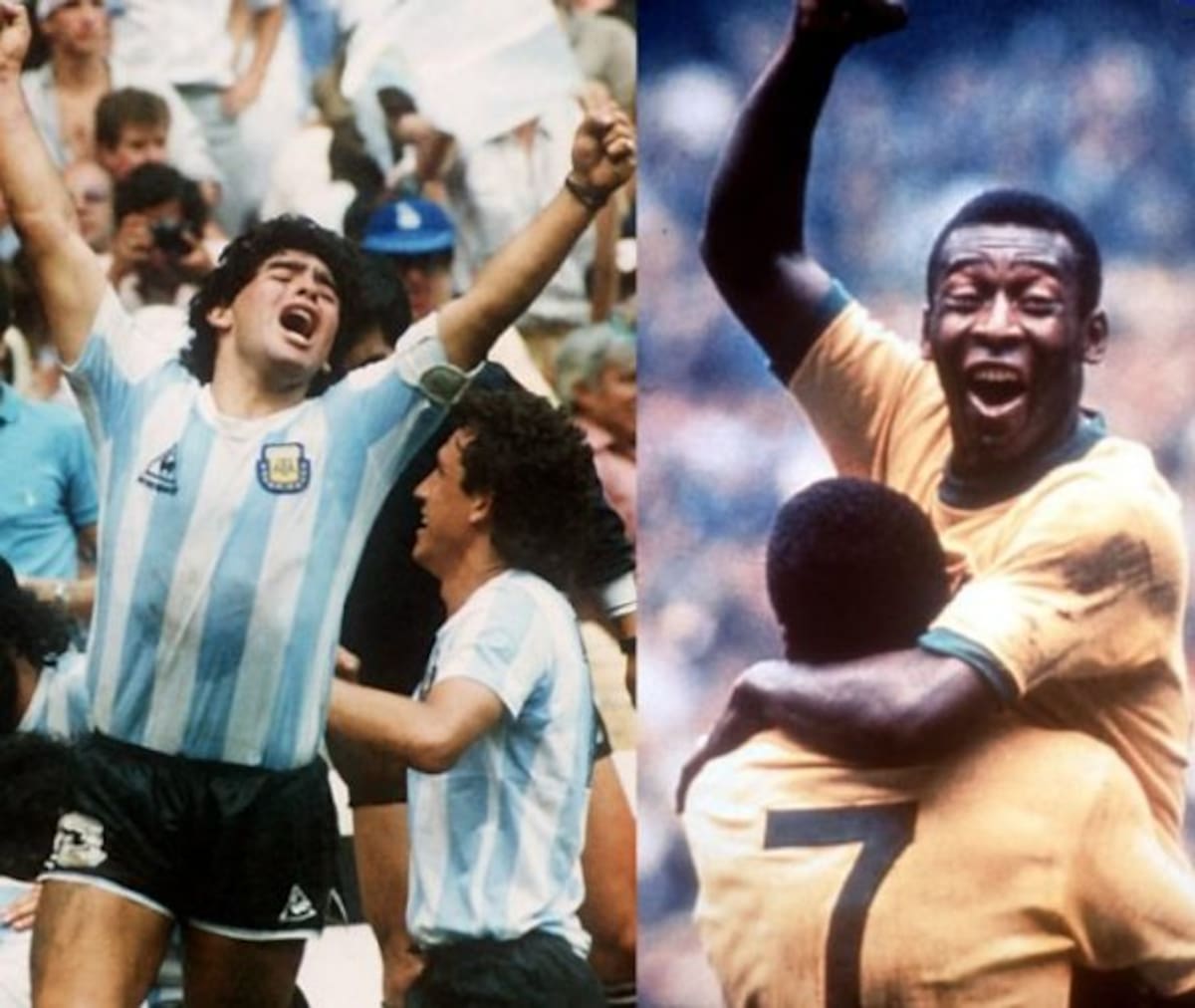 Los legendarios Diego Armando Maradona de Argentina (i) y 'Pelé' Edson Arantes do Nascimento de Brasil (d). (Foto: Imagen de Internet / VANGUARDIA LIBERAL)