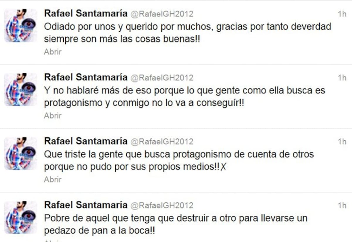 Estos son los trinos de Rafael Santamaría en su defensa.
