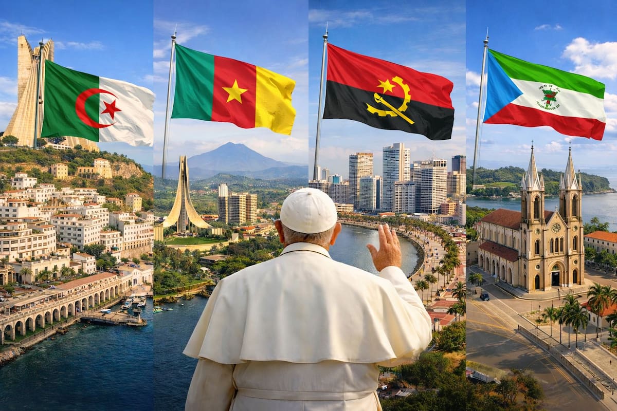 El papa León XIV emprenderă en abril su primera gira africana, con visitas oficiales a Argelia, Camerún, Angola y Guinea Ecuatorial.
Foto tomada de : Realizada con IA