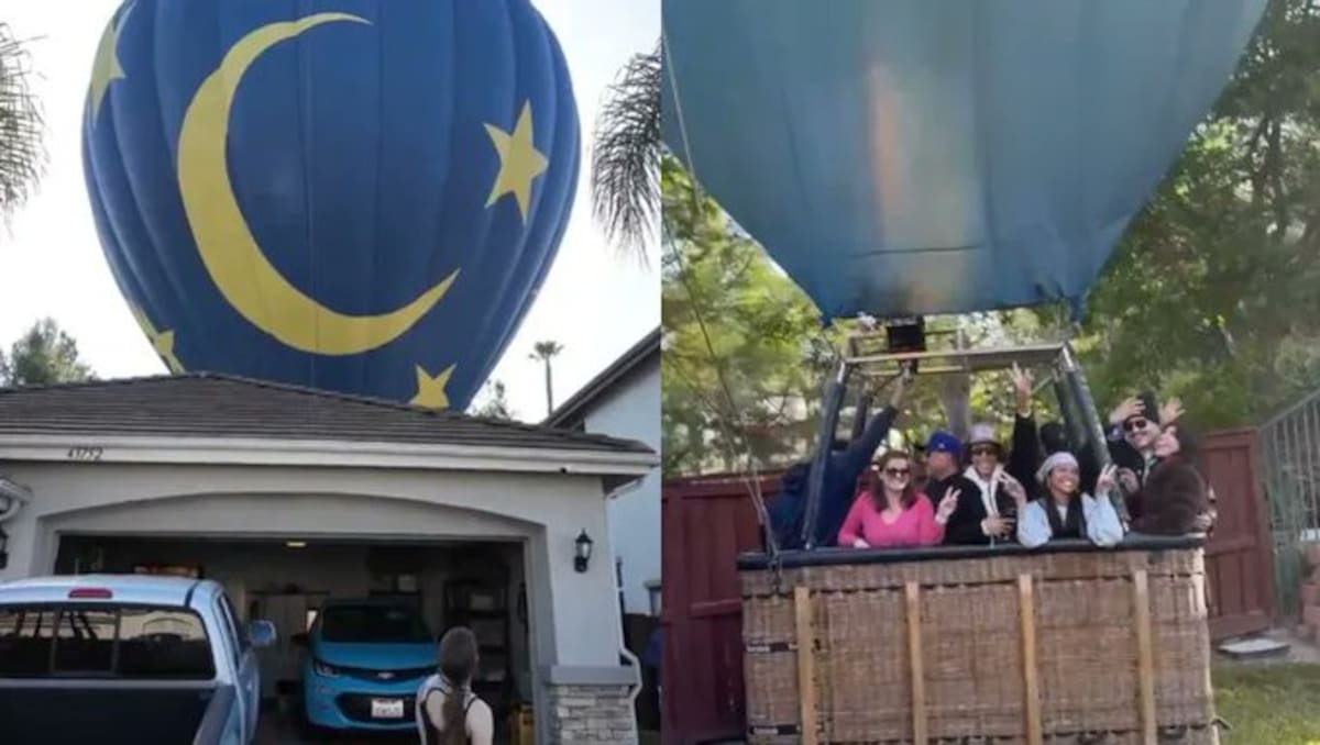 Globo aerostático realiza aterrizaje de emergencia en patio de vivienda en California.