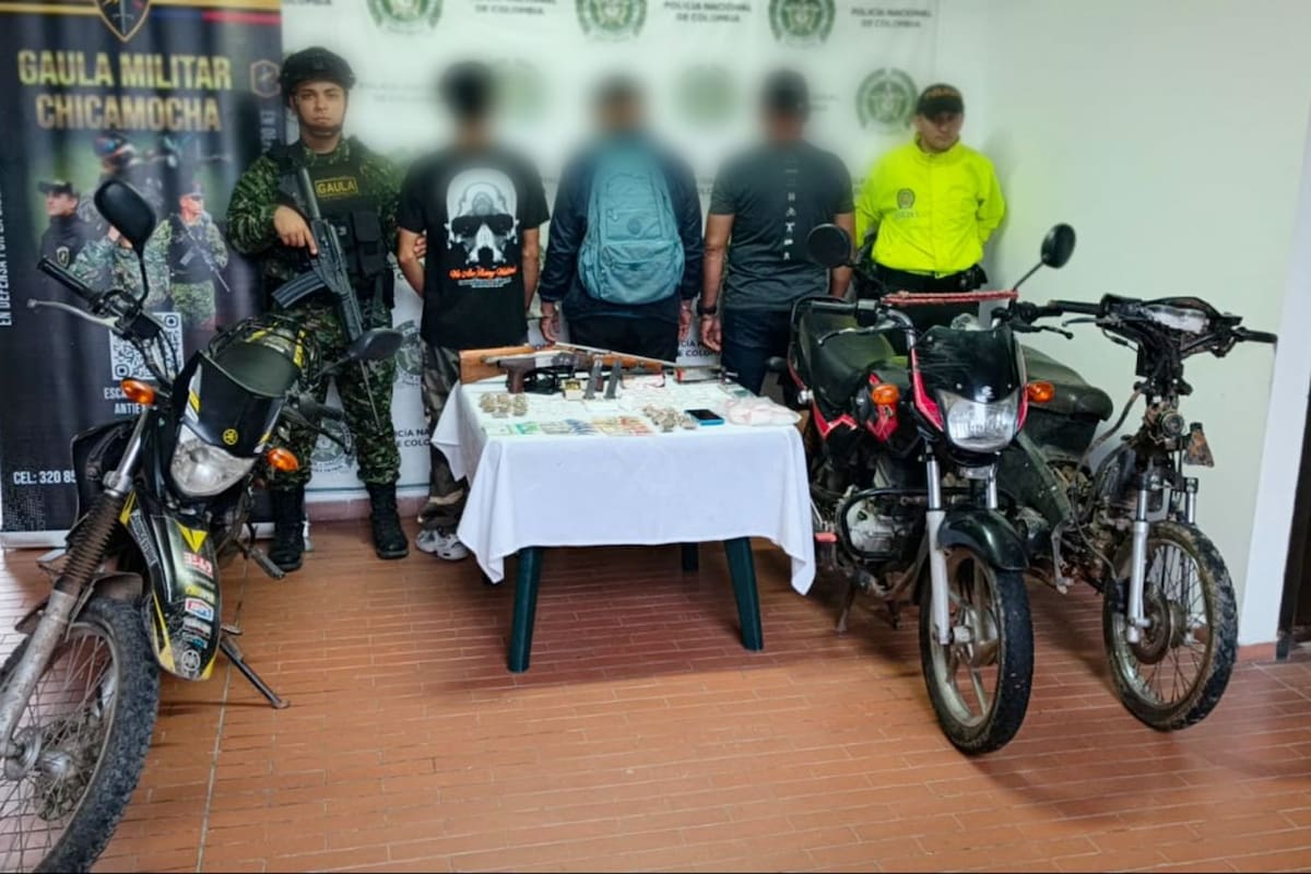 Golpe a ‘Los Camarones’: capturan a tres presuntos criminales armados en zona rural de Santander