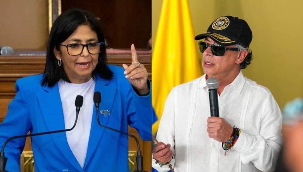 El presidente de Colombia, Gustavo Petro, y la mandataria encargada de Venezuela, Delcy Rodríguez.