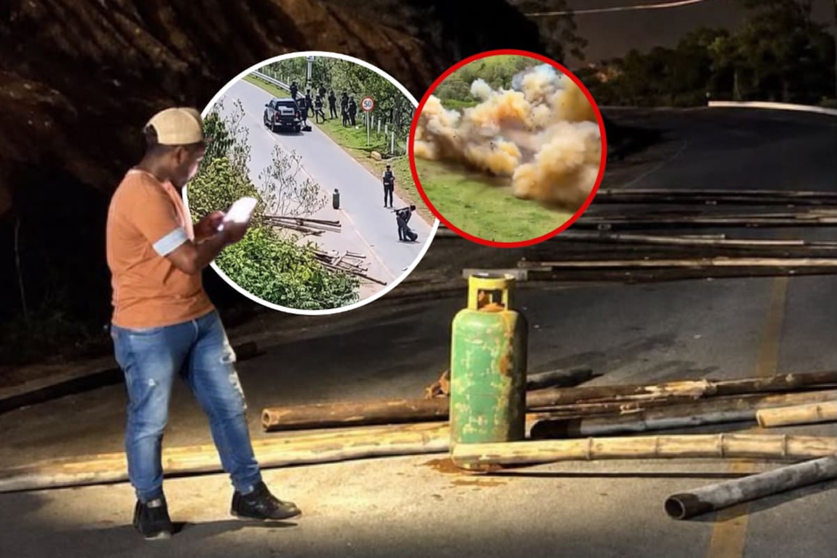 La alerta se conoció el 18 de octubre y, según el personero municipal, la comunidad intervino los elementos antes de que técnicos antiexplosivos de la Policía, con apoyo del Ejército, llegaran al lugar. Foto tomada de: X // Fotos difundidas en redes sociales // Captura de video. // Fotomontaje