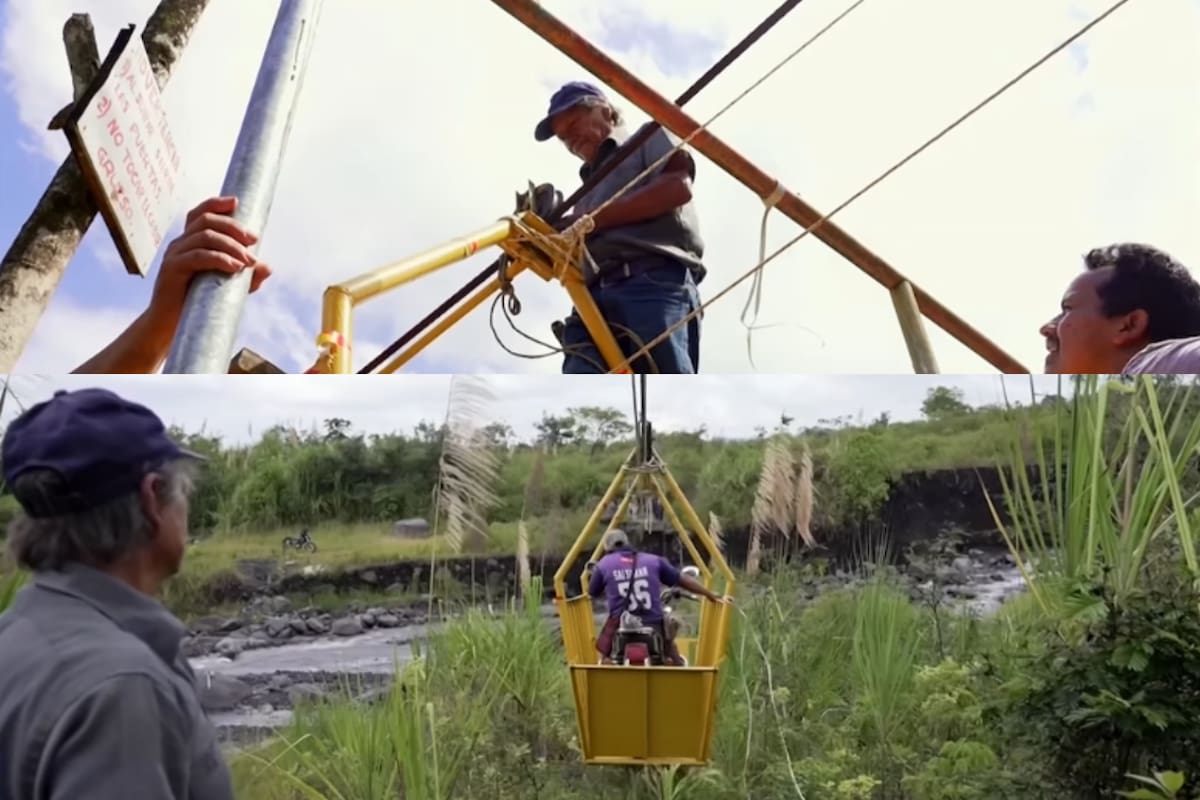 Hermelindo repara la estructura con herramientas rudimentarias. Foto: captura de video Youtube @PRIMERIMPACTO