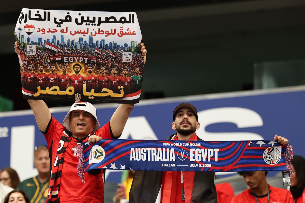 Aficionados de Egipto antes del partido de octavos de final de la Copa Mundial de la FIFA 2026 entre Australia y Egipto, en Dallas, Estados Unidos, 03 de julio de 2026. (Egipto)