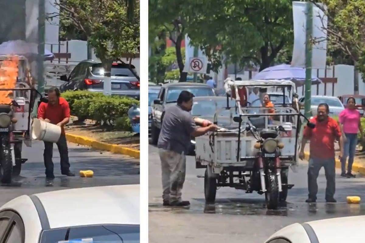 Hombre apaga incendio con una Coca-Cola en México.