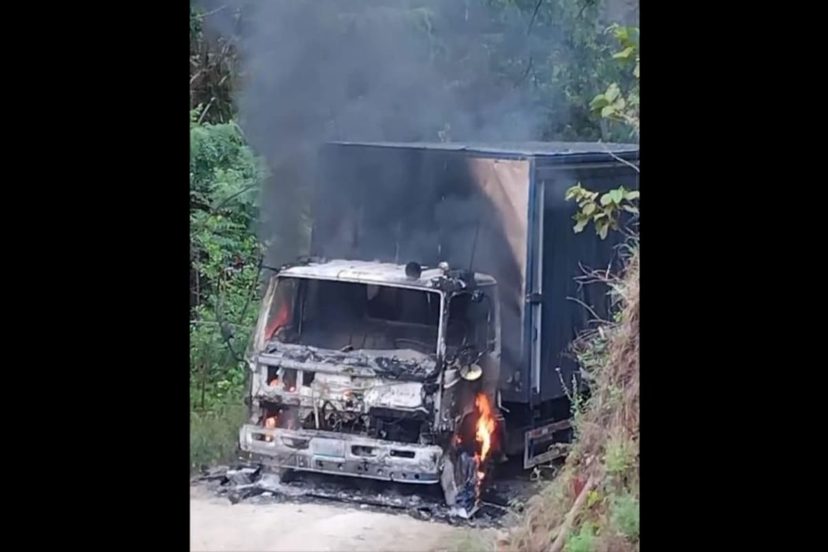 Hombres armados quemaron un camión en carretera del Huila. | Foto: Captura de Video, / Vanguardia
