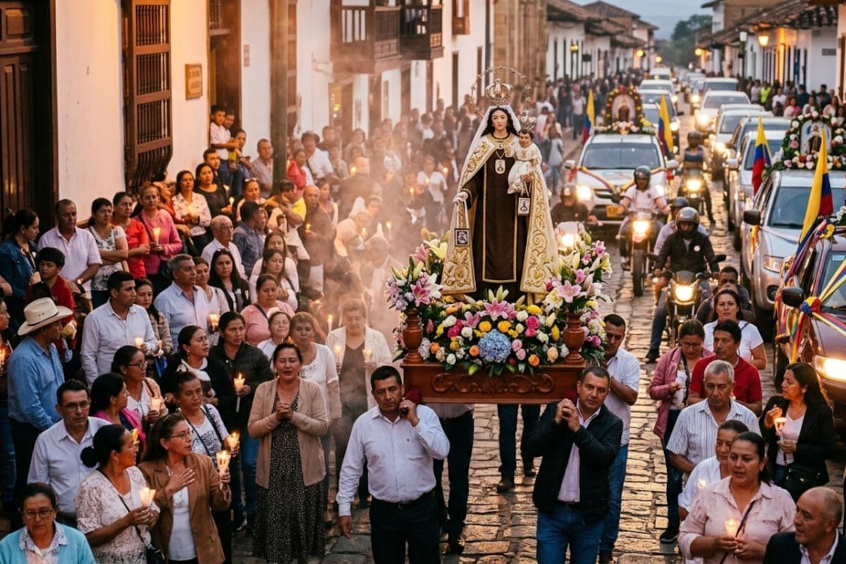 Hoy 16 de julio millones de colombianos celebran a la Virgen del Carmen con fe y tradición. | Foto: Esta imagen fue creada con IA.