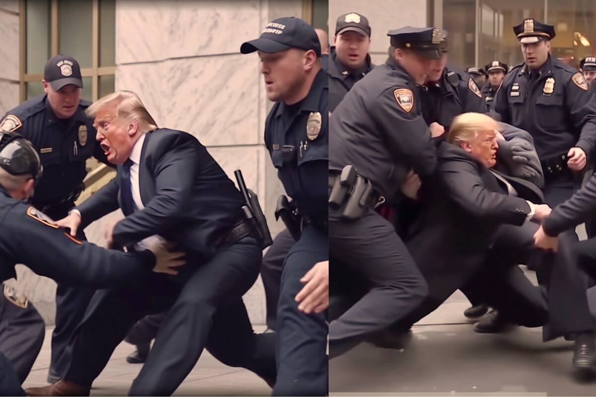 Entre las fotos falsas que se han compartido hay una en la que el exmandatario está forcejeando con varios policías. Foto tomada de Twitter/VANGUARDIA