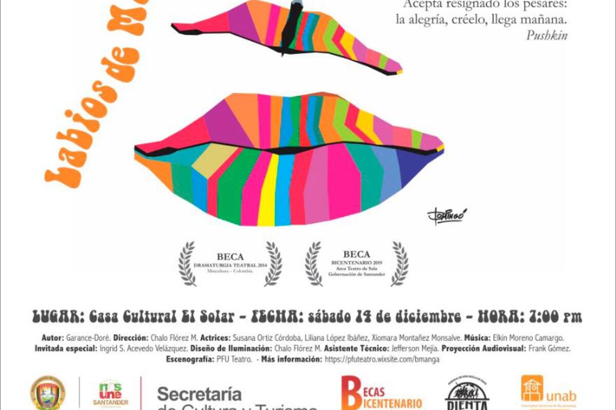 La obra “Labios de mariposa” será presentada en la Casa Cultural El Solar, el sábado a las 7:00 p.m. Foto: suministrada/VANGUARDIA