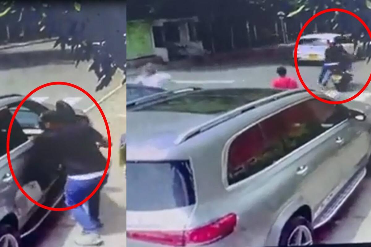 Así quedó registrado el hurto de dos motoladrones que hurtaron las pertenencias al interior de un vehículo en Lagos, Floridablanca. Tomado de Video / VANGUARDIA