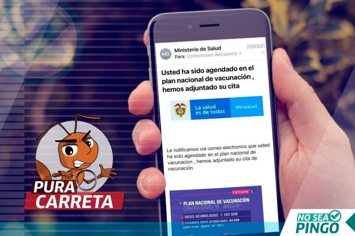 No crea en los correos falsos que dicen que el MinSalud les está agendando citas para la vacunación.