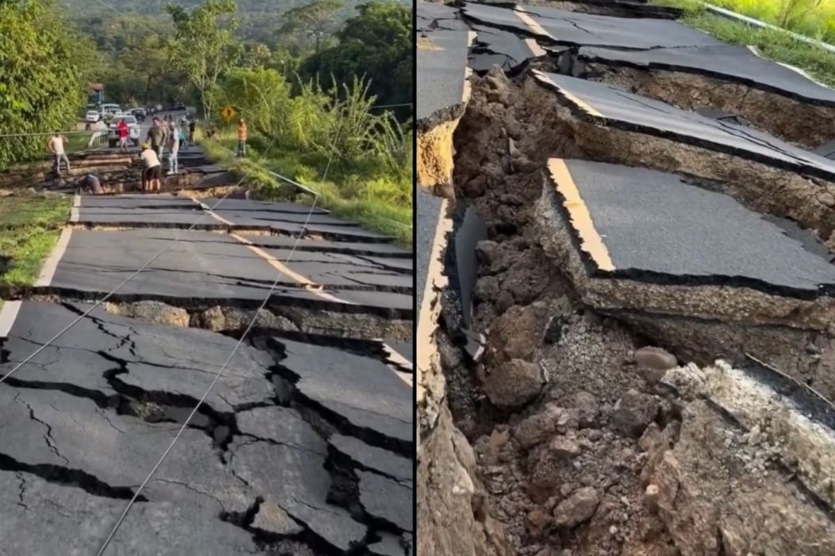 Impactantes imágenes muestran cómo quedaron las carreteras de Panamá tras el terremoto. | Foto: Captura tomado de video, Vanguardia.