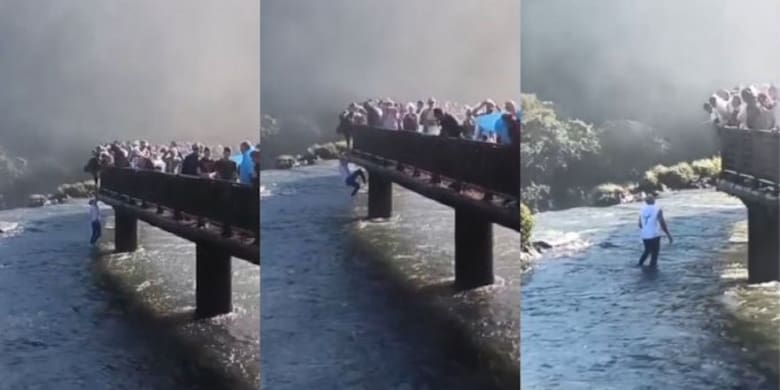 Turista se lanza a las Cataratas del Iguazú para recuperar su celular: video captó el momento