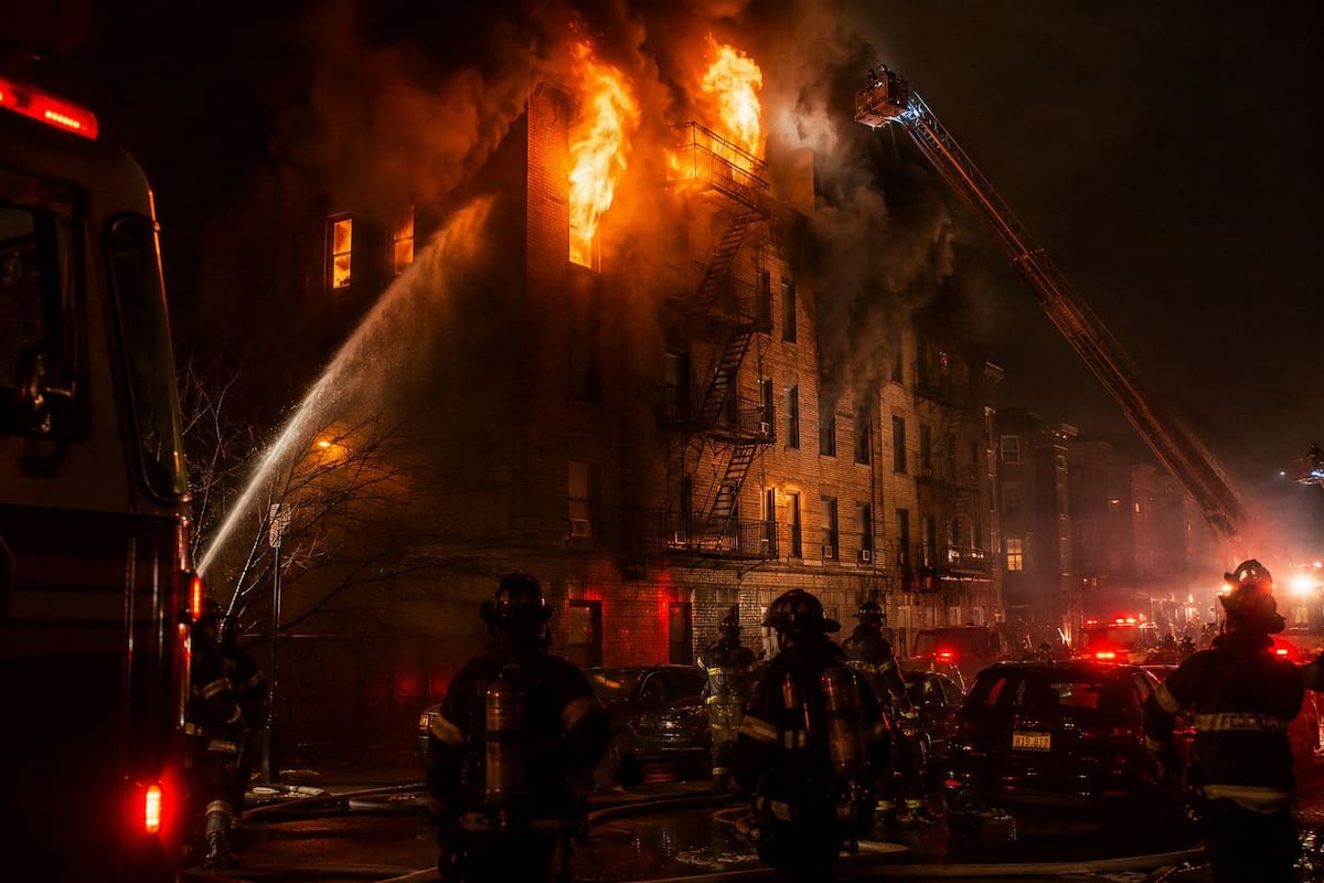 Bomberos combaten un voraz incendio en un edificio residencial de Nueva York, donde el fuego se propagó rápidamente y dejó víctimas mortales y varios heridos.
Foto tomada de: IA