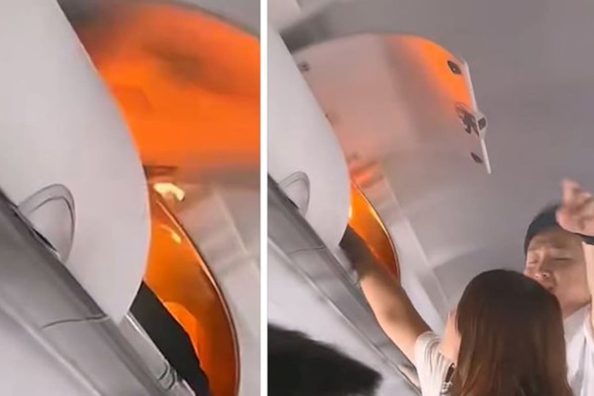 Explosión de una batería pórtatil dentro de un avión desata pánico entre los pasajeros y todo queda grabado.
