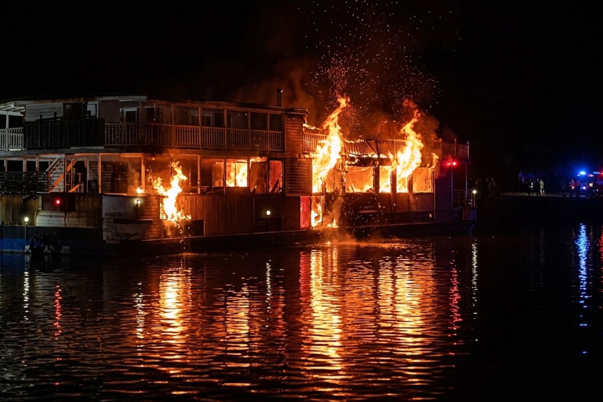 Incendio en ferry de Filipinas deja cinco muertos y decenas de personas desaparecidas. | Foto: Captura tomada de video, y mejorada con IA.