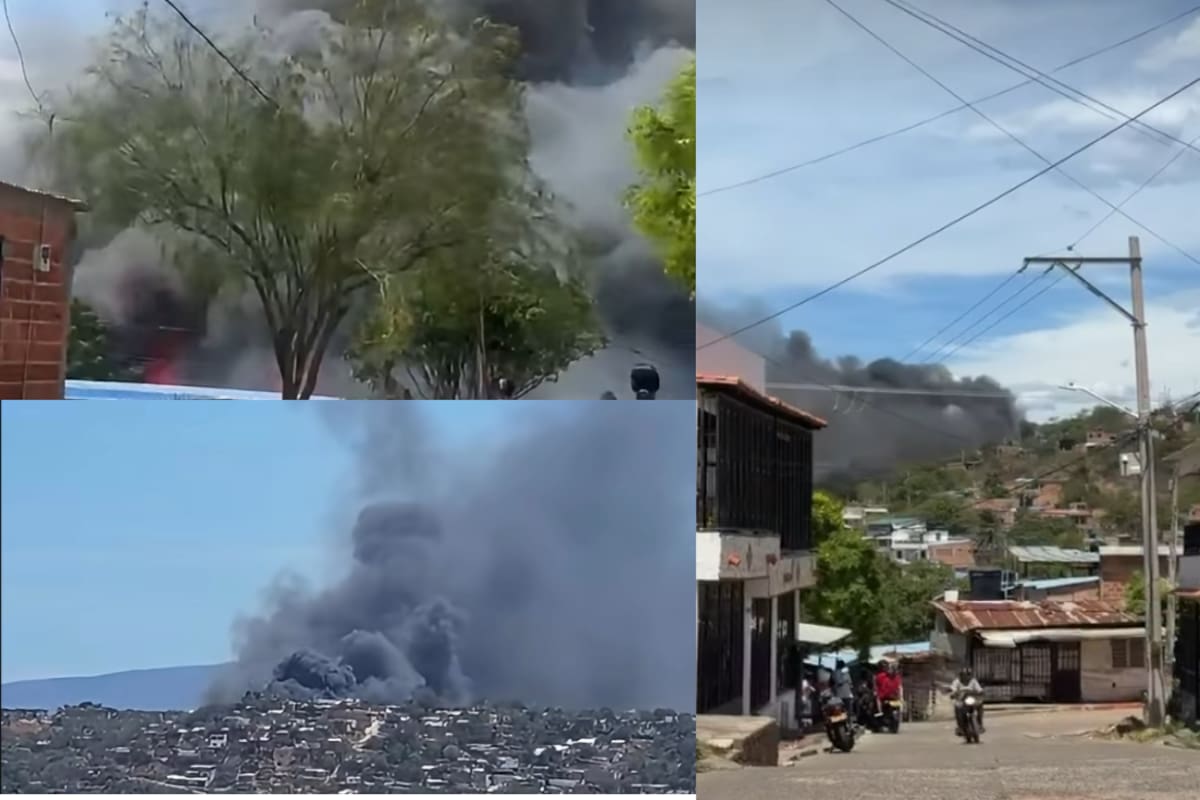 Tres viviendas resultaron afectadas durante el incendio registrado este domingo en Las Cumbres, en Cúcuta. Captura de video // Redes sociales.