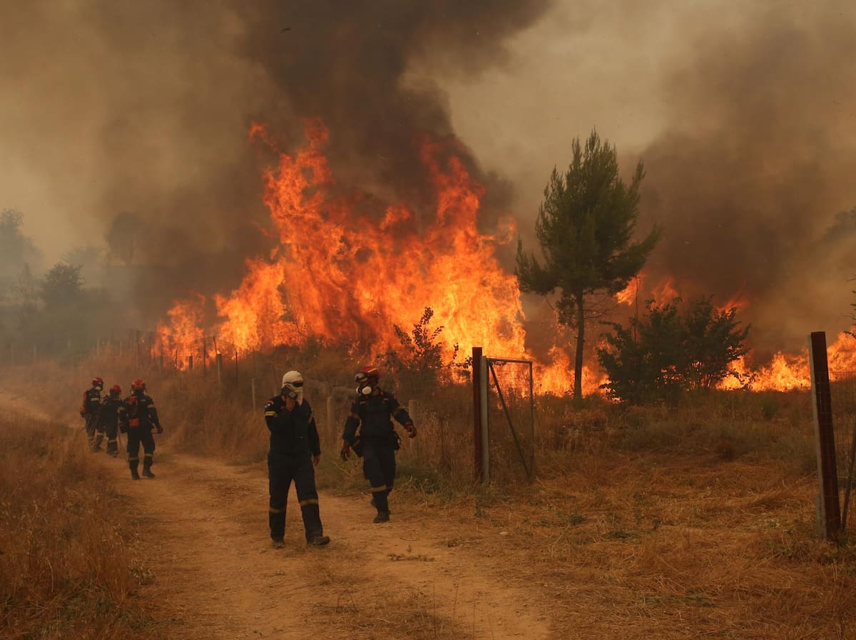 Los incendios forestales que afectan a Grecia desde hace cuatro días ya han destruido más de 6.700 hectáreas, obligado a evacuar miles de personas y mantienen bajo amenaza varias localidades cercanas a Atenas. Foto: EFE