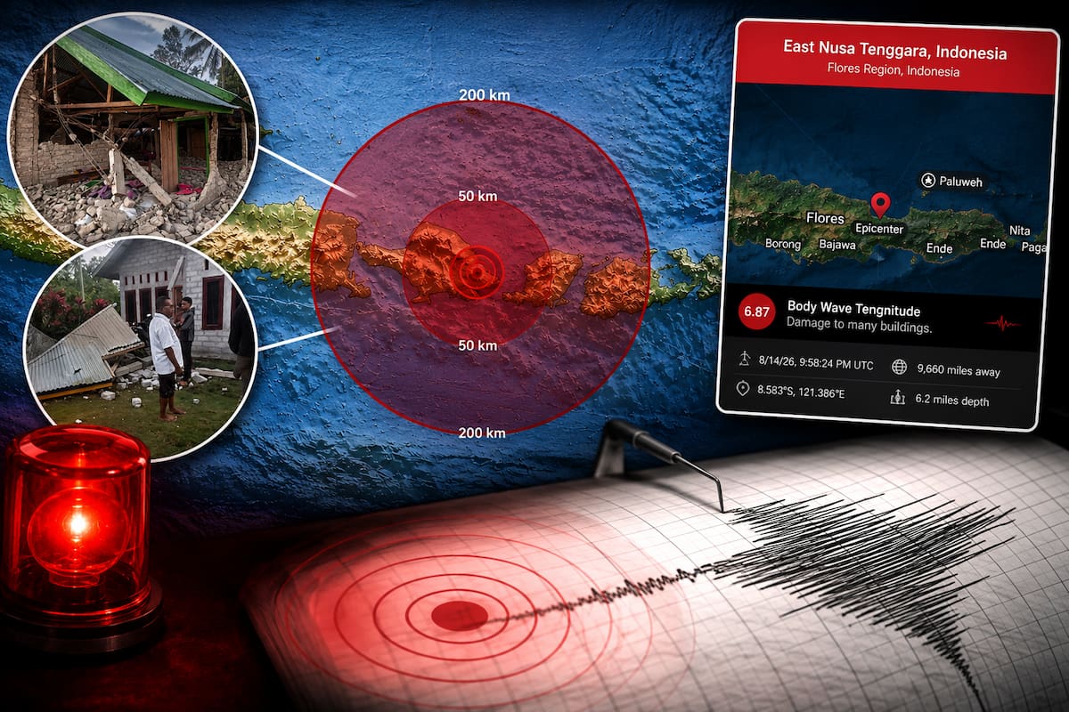 Terremoto golpea Indonesia este viernes 14 de agosto de 2026. Hay alerta de tsunami.