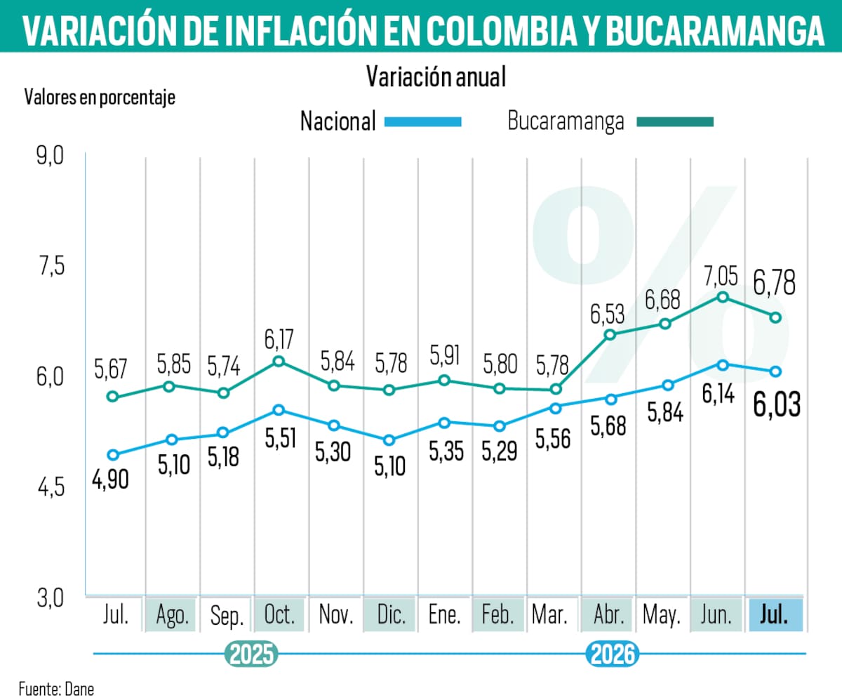 Inflación en Colombia cedió y llegó al 6,03 %: así se comportó en Bucaramanga | Infografía Nelson Caviedes