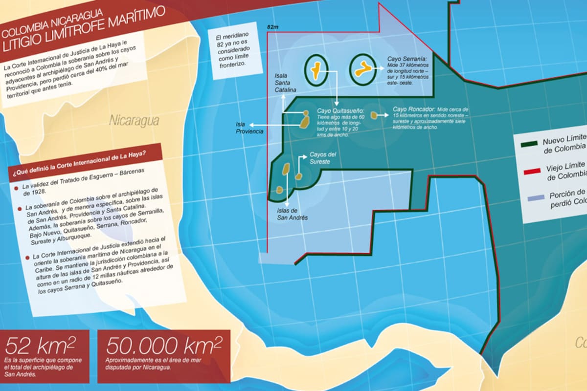 Nuevo mapa limítrofe marítimo entre Colombia y Nicaragua (Foto: Nuevos medios / VANGUARDIA LIBERAL)
