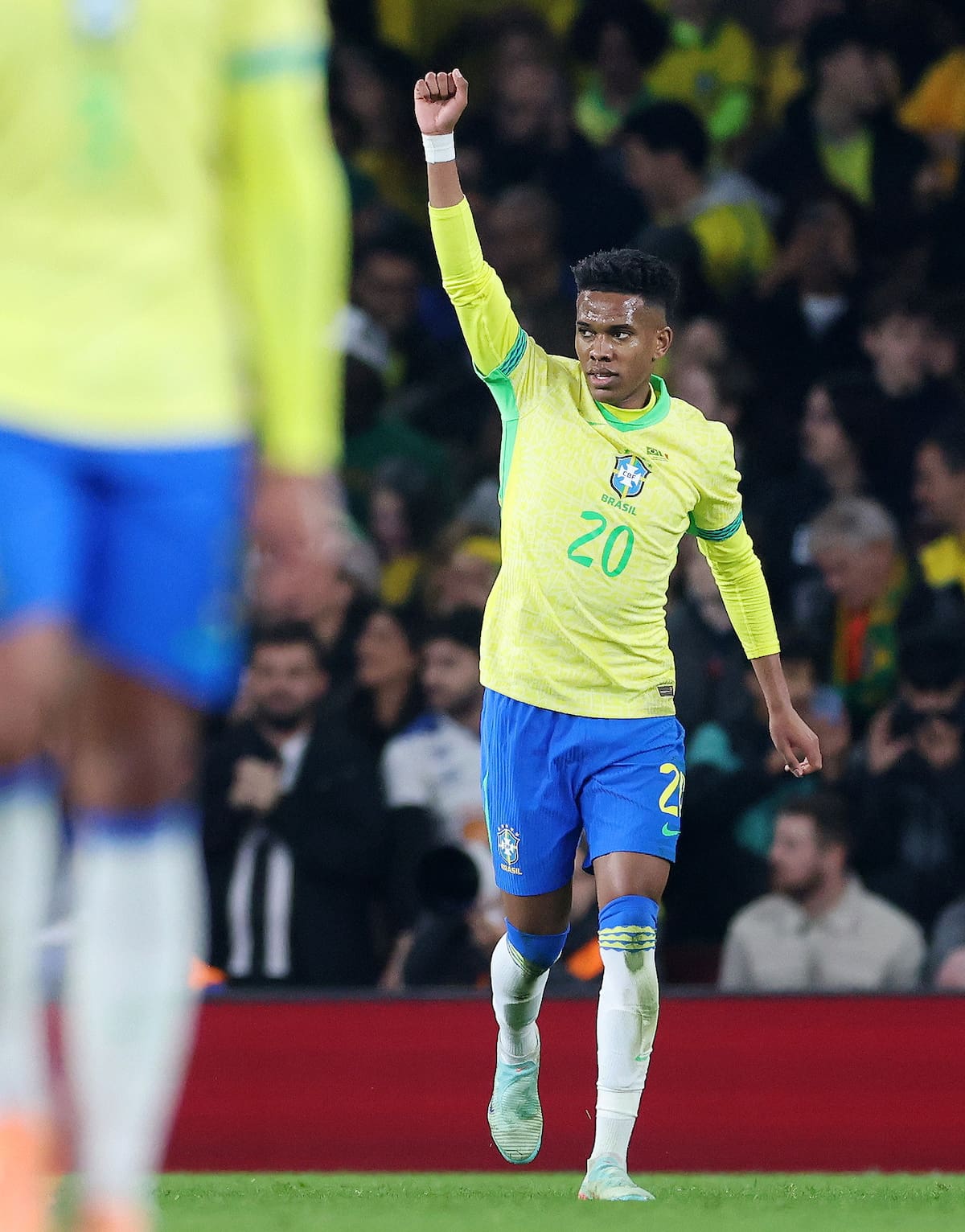 LONDON (United Kingdom), 15/11/2025.- Brazil's Estevao celebrates after scoring the 1-0 goal during the International friendly soccer match between Brazil and Senegal, in London, Britain, 15 November 2025. (Futbol, Amistoso, Brasil, Reino Unido, Londres) EFE/EPA/ANDY RAIN