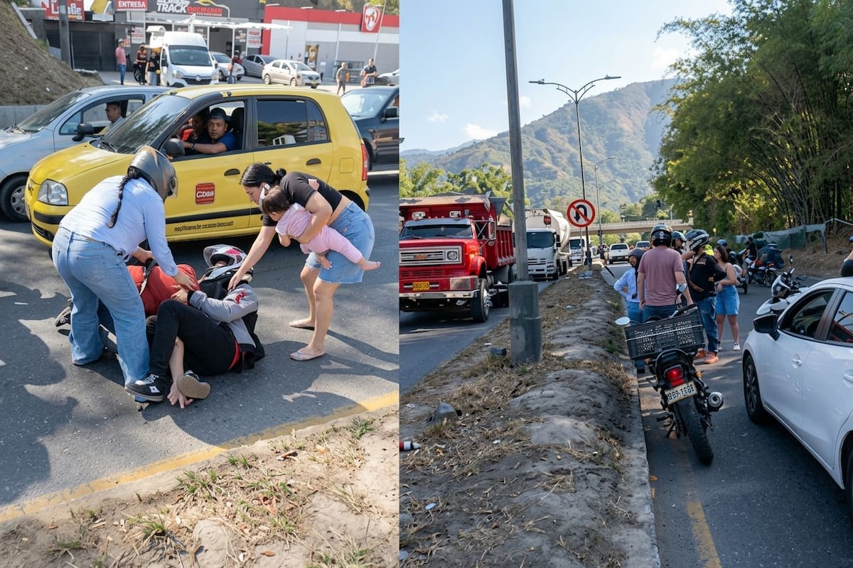 Investigan a hombre que habría sacado una pistola durante un accidente en Piedecuesta. | Captura tomada de Video, y mejorada con IA.