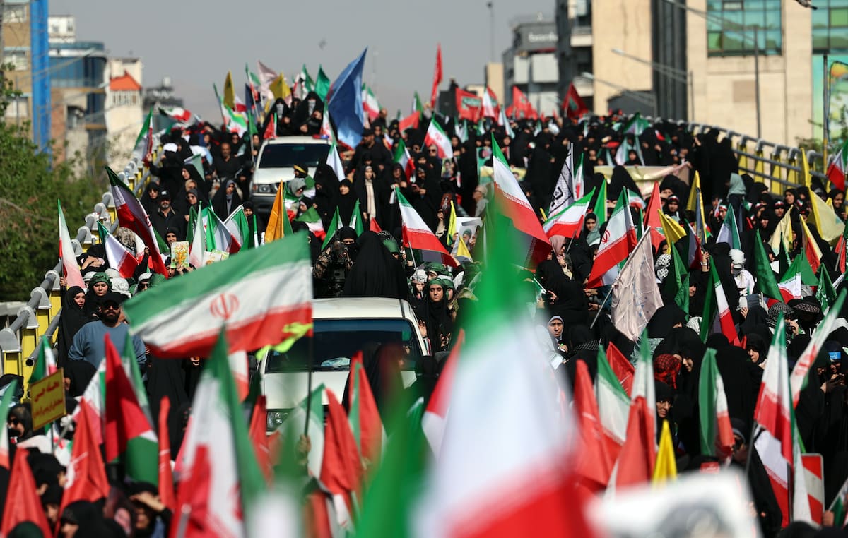 Protesta en Irán contra la guerra iniciada por Estados Unidos e Israel. EFE/EPA/ABEDIN TAHERKENAREH.