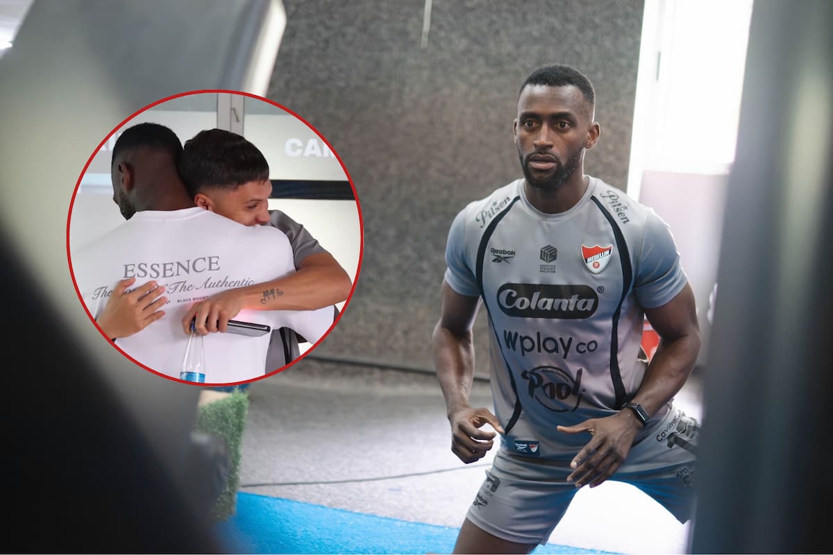 Jackson Martínez regresó al Independiente Medellín y protagonizó emotivo abrazo con Juan Fernando Quintero. Foto: DIM