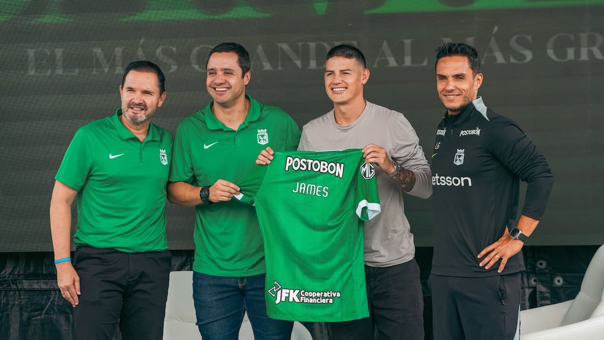 James Rodríguez se transformó en la principal contratación del fútbol colombiano, con su llagada a Atlético Nacional. Foto: Atlético Nacional.
