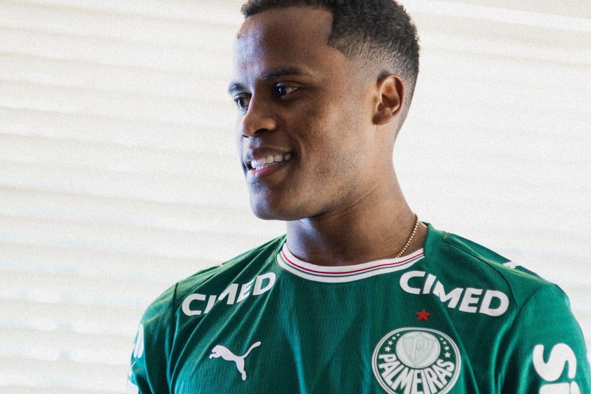 Jhon Arias celebra su primer gol con Palmeiras en la victoria ante Botafogo..Foto: Palmeiras.