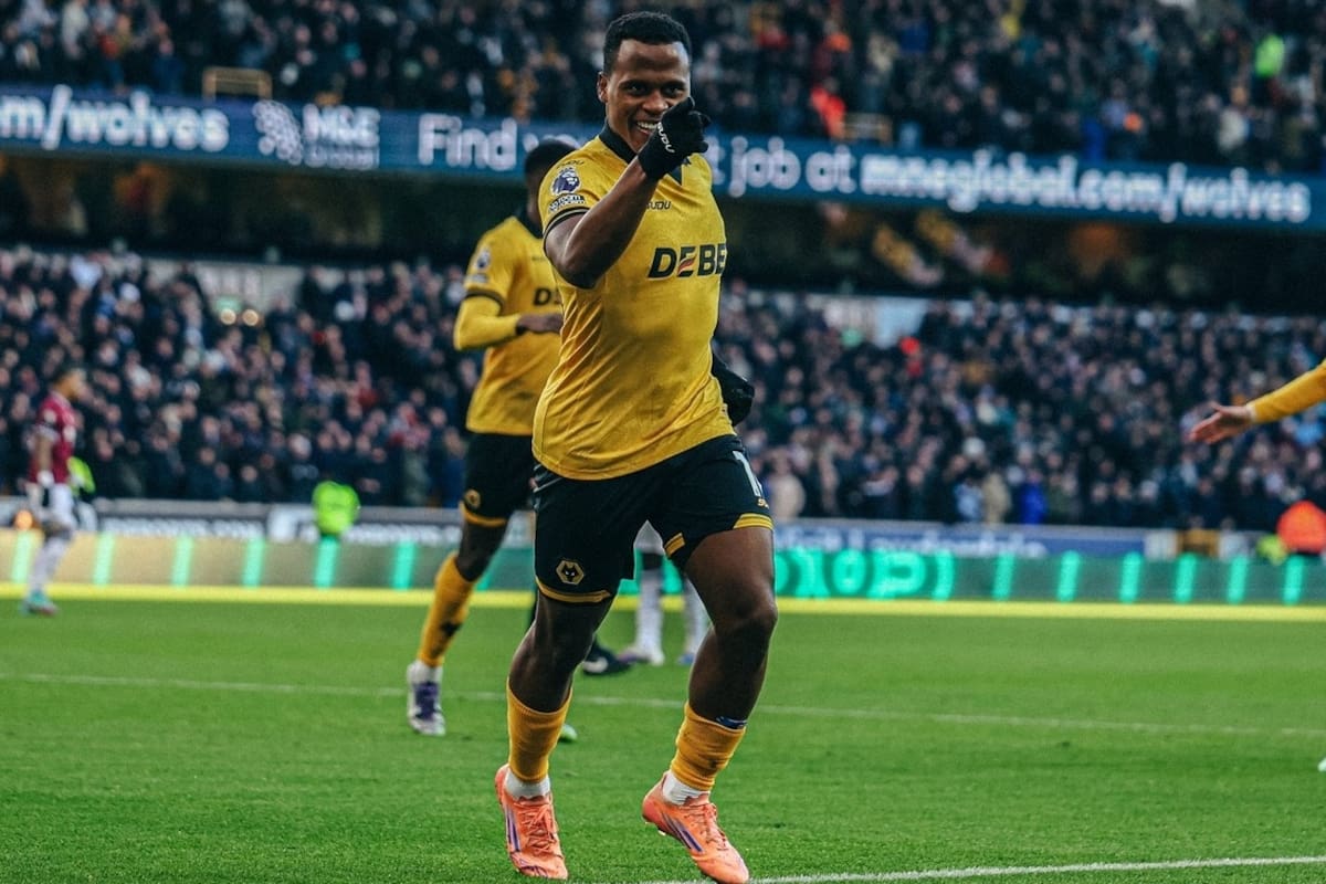 Jhon Arias convirtió su primer gol en la Premier League con el Wolverhampton. Foto: Facebook del Wolverhampton.