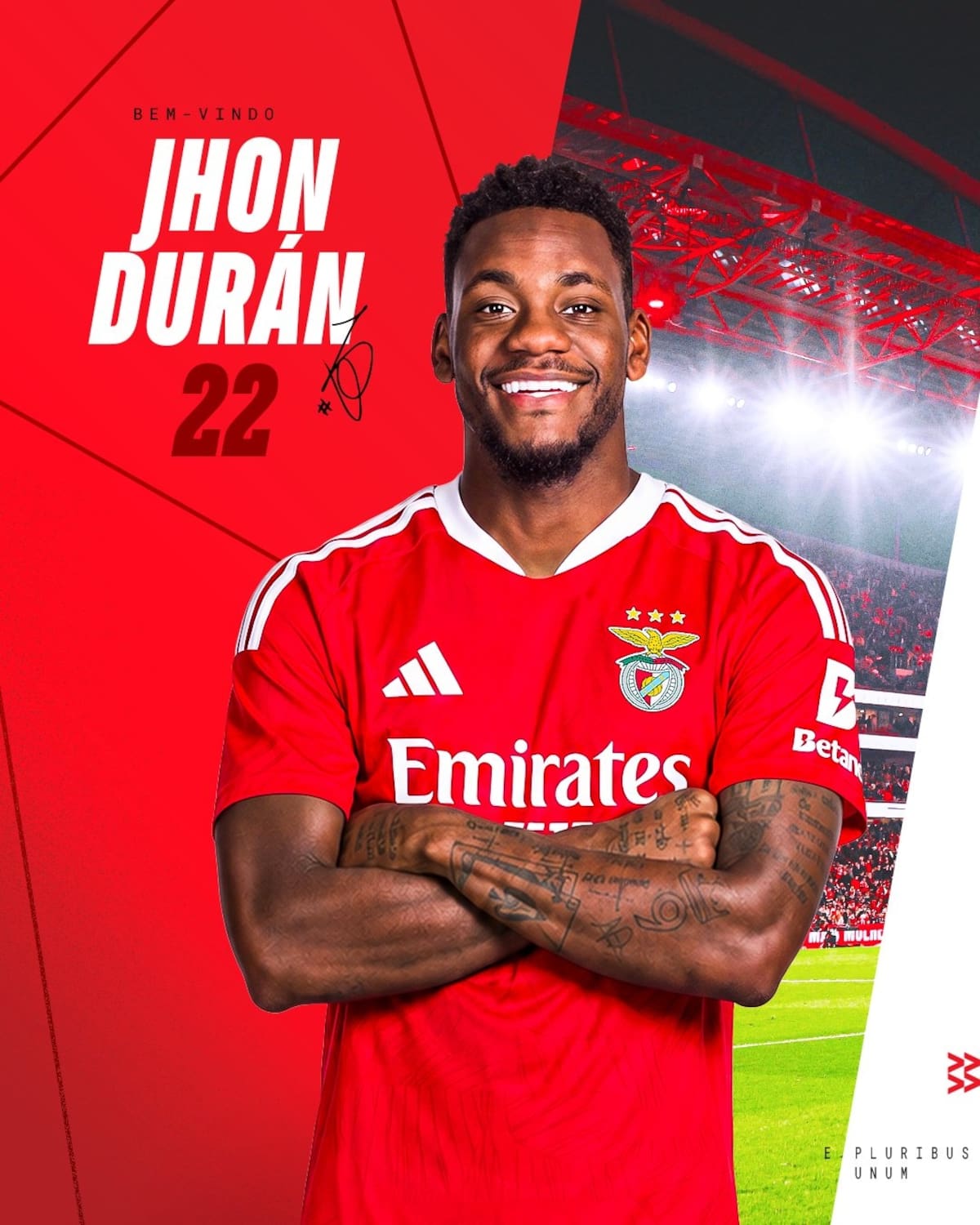 Jhon Durán rompe el silencio tras llegar al Benfica y lanza una frase que ya ilusiona a toda Portugal. Foto: Benfica.