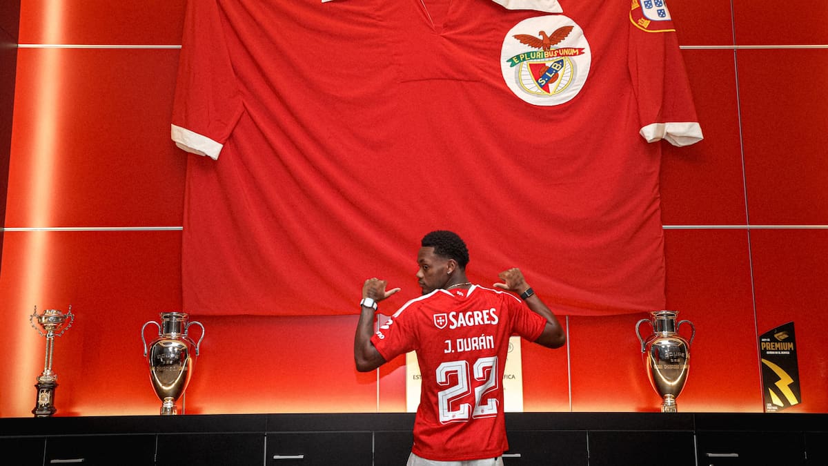 Jhon Durán rompe el silencio tras llegar al Benfica y lanza una frase que ya ilusiona a toda Portugal. Foto: Benfica.