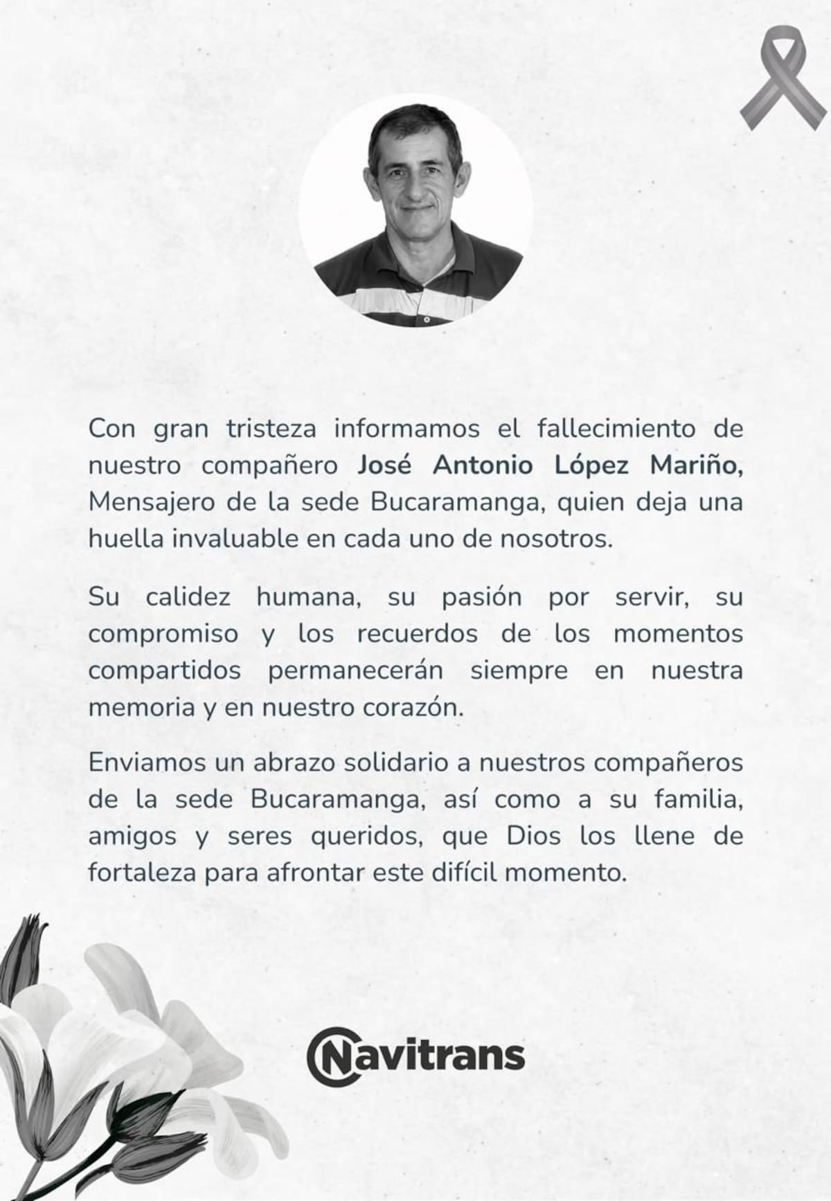 José Antonio López Mariño trabajaba como mensajero.