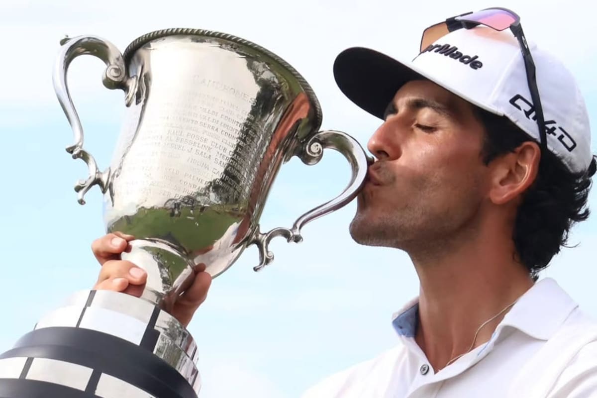 El golfista santandereano lideró la competencia de principio a fin en el Country Club de Barranquilla. /FOTO: Instagram Juan Camilo Vesga