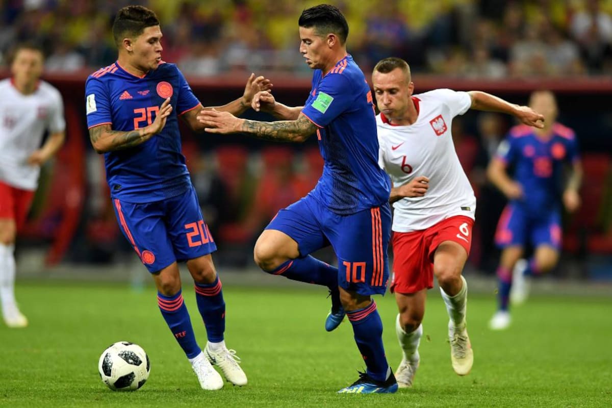 Juan Fernando Quintero suma dos goles con Colombia en los Mundiales, uno concretado en Brasil 2014 y el otro en Rusia 2018. En la foto: Juan Fernando Quintero (Izquierda) y James Rodríguez (Derecha) (Colprensa - Luis Álvarez)