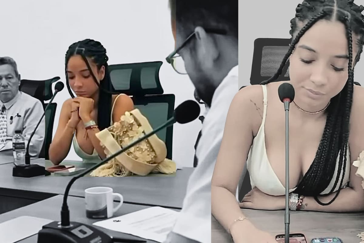 Juliana Guerrero durante la sesión del Consejo Superior de la Universidad Popular del Cesar. La viceministra enfrenta una audiencia de imputación por presunto fraude procesal y falsedad en documento público. Captura de video / Ilustración propia