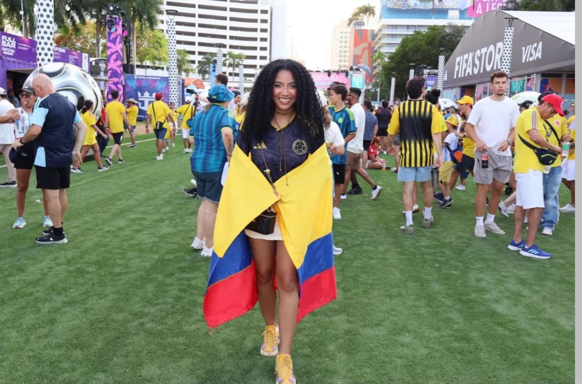 Juliana Guerrero asistió al Fan Fest de Miami para seguir el partido entre Colombia y Portugal, una aparición que volvió a generar reacciones en redes sociales. Foto de // X.