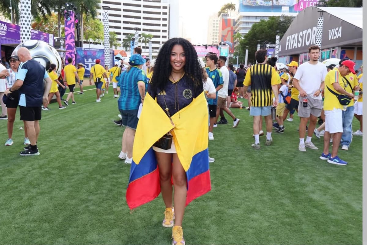 Juliana Guerrero asistió al Fan Fest de Miami para seguir el partido entre Colombia y Portugal, una aparición que volvió a generar reacciones en redes sociales. Foto de // X.