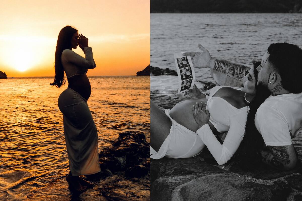 Karina García, reconocida creadora de contenido, y Kris R, una de las figuras emergentes de la música urbana en Colombia, anunciaron la llegada de su primer hijo juntos. Fotos de Redes Sociales // Ig: karinagarciaoficiall.