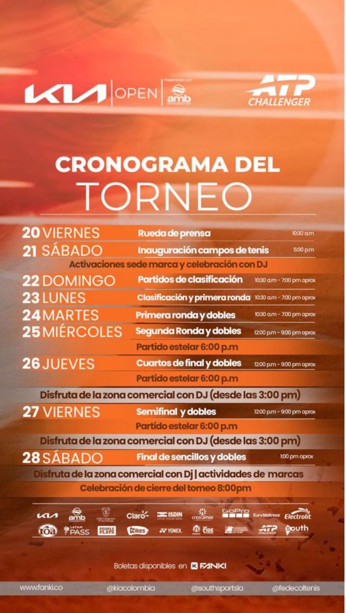 KIA OPEN 2026 en Bucaramanga: arrancan las “qualys” este domingo y el lunes inicia el cuadro principal que promete una semana imperdible. F