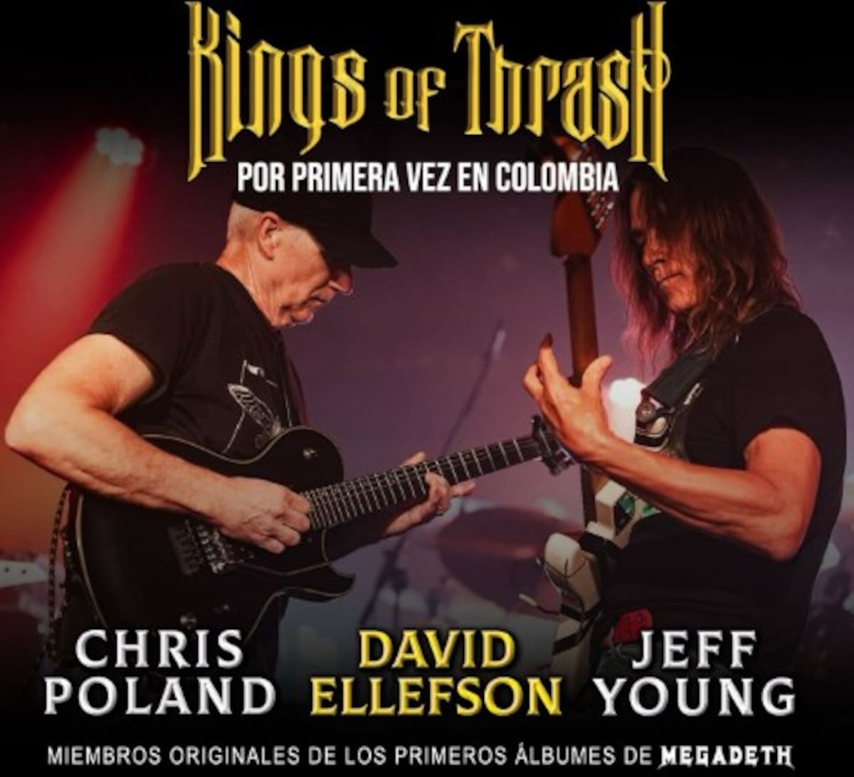 Por primera vez en Colombia, una noche que conecta directo con la historia del thrash, las guitarras, el legado de los primeros años de Megadeth, en vivo y sin filtro.