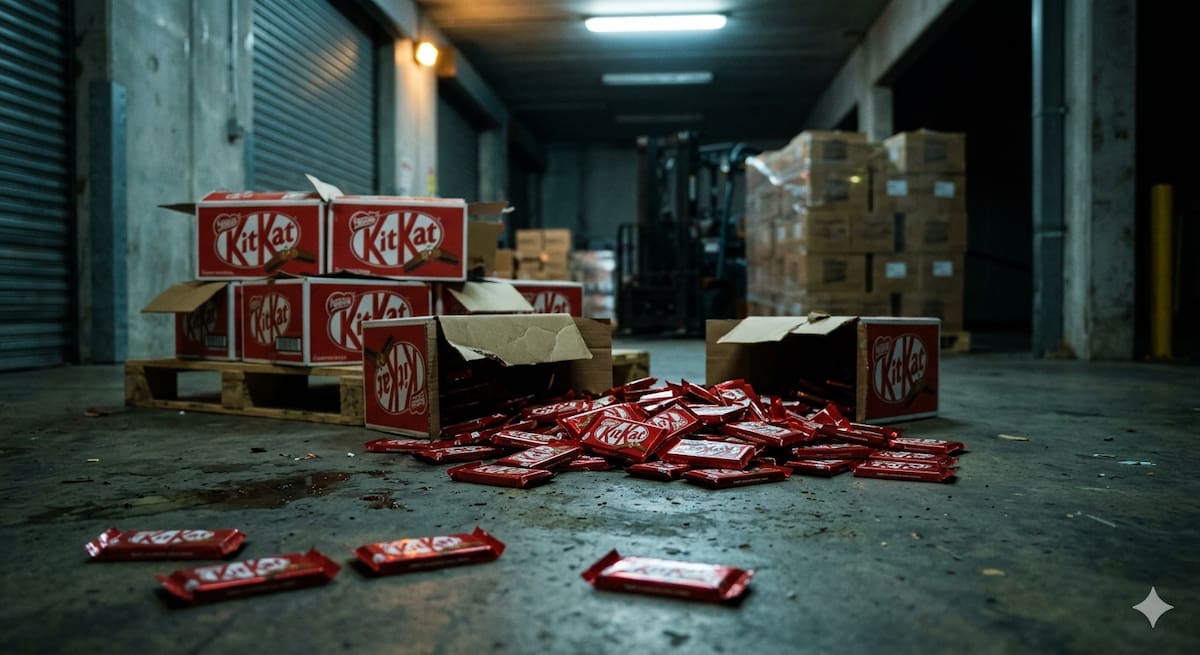 Roban cargamento de 12 toneladas de KitKat. Nestlé confirma que habrá escasez en tiendas mientras las autoridades buscan el botín en el mercado negro.