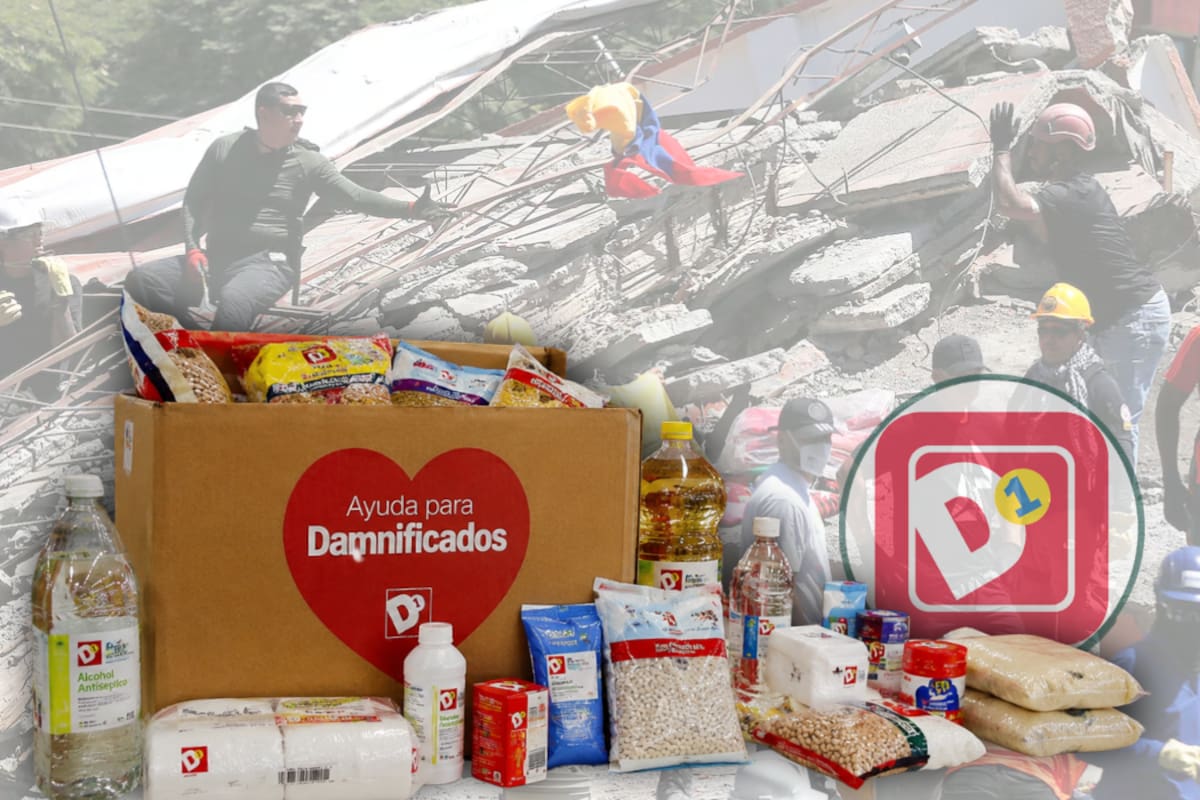D1 habilitó kits de alimentos y productos de aseo para que los colombianos puedan donar a las familias afectadas por el terremoto. Foto de Archivo // Imagen recreada en apoyo IA // Canva edición.